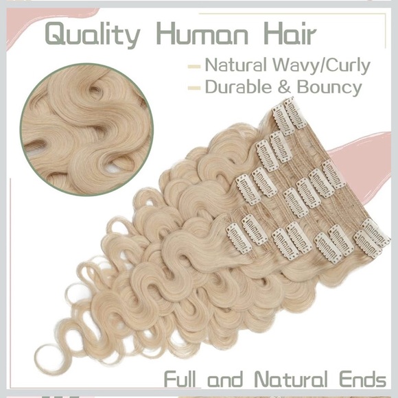 Luxurious Blonde Wavy 18 inch Hair Extensions 100% Remy Human Hair - Picture 3 of 10